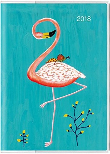 ユメキロック 手帳 2018 アフリカンスマイルダイアリーB6 フラミンゴ