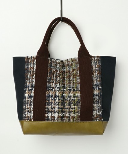 Fil D'araignee ツィードベルベットエクタントートバッグ M