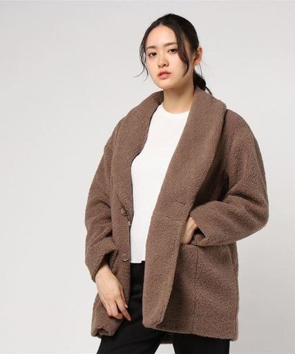 オン ザ デイ レディース：ドロー/on the day ：DRＡW　 ボアパイルドロップショルダーコート