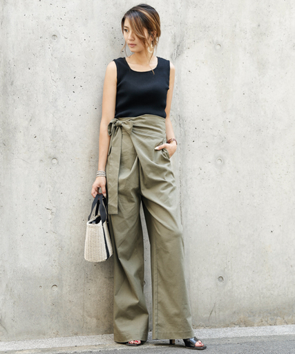 ラップデザインワイドパンツ