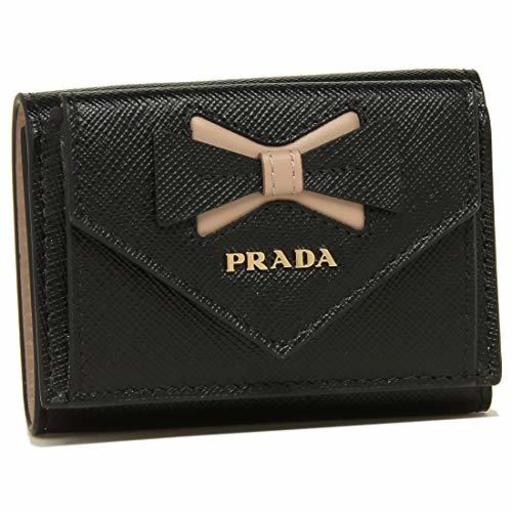 [プラダ]折財布 レディース PRADA 1MH021 2B7S F0G28 ブラック ピンク [並行輸入品]