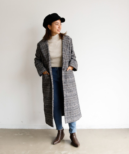 【Holiday】チェックロングコート◆WEB限定プライス◆