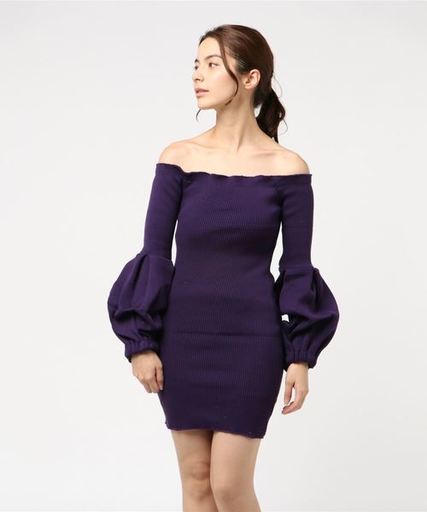 オフショルリブニットOP