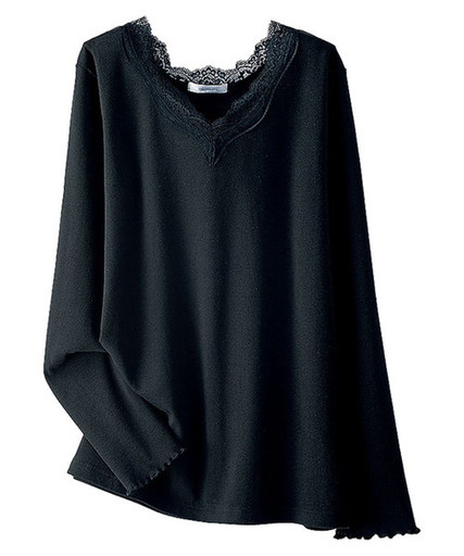 テレコ素材レース使いプルオーバー