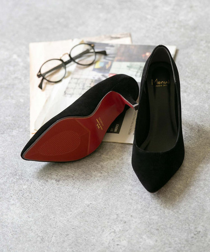 ポインテッドトゥ 美脚魅せ 8cmヒール ハイヒール スエード パンプス