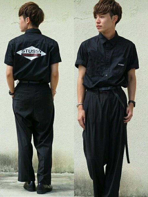 髪型 ぜいたく黒白 コーデ メンズ