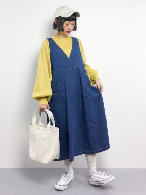 黒やデニムが大人かわいい おすすめ ジャンパースカート コーデ Arine アリネ