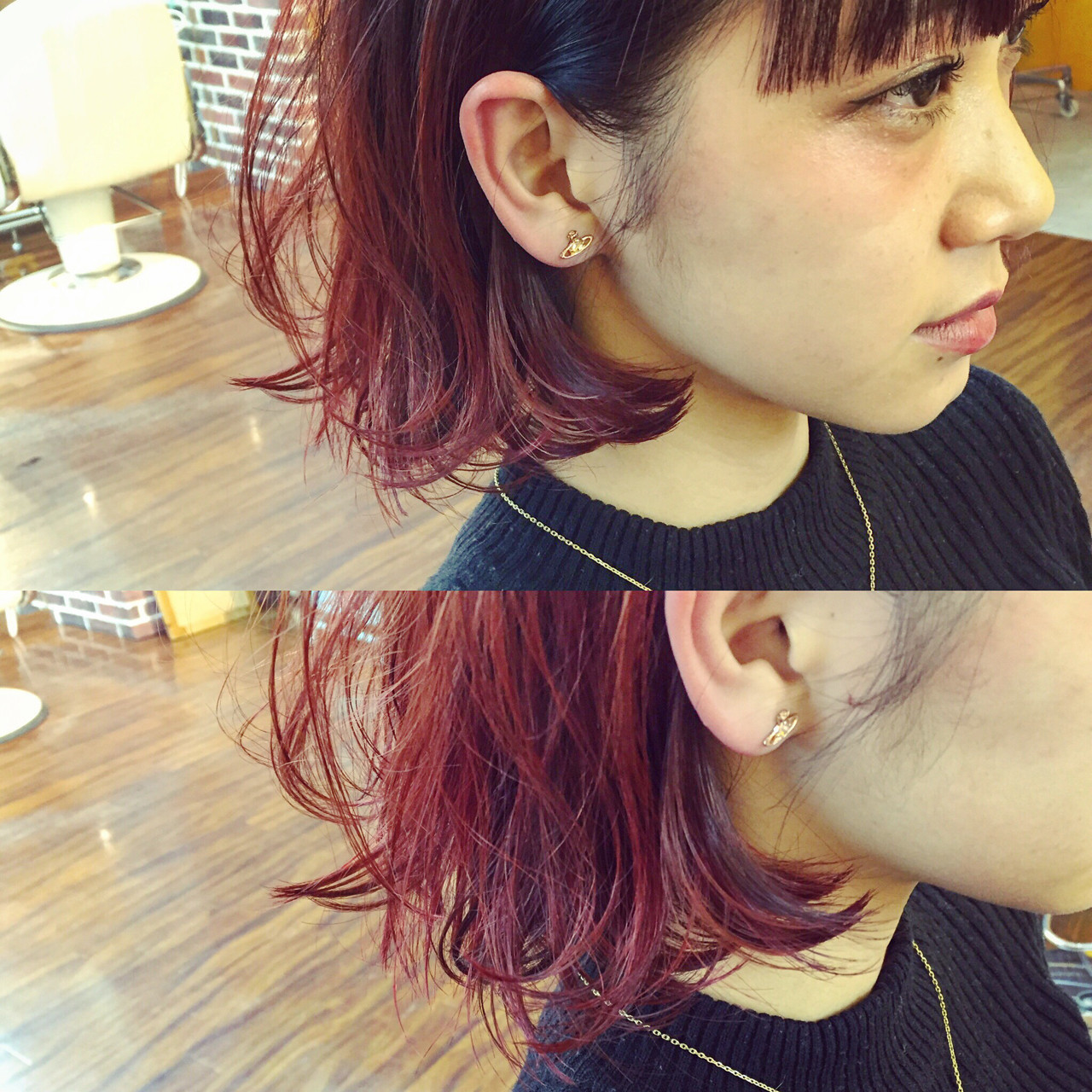 ぜいたくヘアカラー 赤 グラデーション ショート 最高のヘアスタイルのアイデア